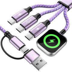 Travel Essentials Multi Charging Cable for iWatch Charger, 4in2 3 X USB C Cable Multiple Charger Cord, USBC Car CarPlay