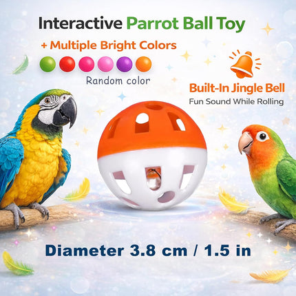 15 Pack Bird Jingle Balls Toy 3.8 cm 1.5 in Colorful Parrot Toy Balls with Bell Inside Interactive Bird Cage Toys for Parakeet Cockatiel Lovebird Small Birds