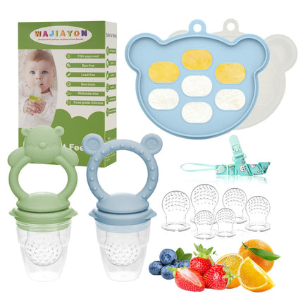 Baby Breastmilk Popsicle Molds & Baby Fruit Feeder (6 Pack), Infant Food Freezer Tray Storage Containers, Silicone Teething Pacifier Feeder and Teether for Babies,Babies Feeder