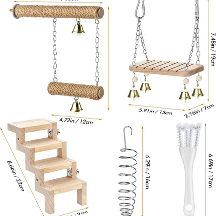 Parrot Swing & Perch Toys for Bird Cages - Hanging Hammock, Climbing Ladder, Standing Perch | Fits Budgerigars, Conures, Cockatiels, Lovebirds, Canaries & Small to Medium Birds