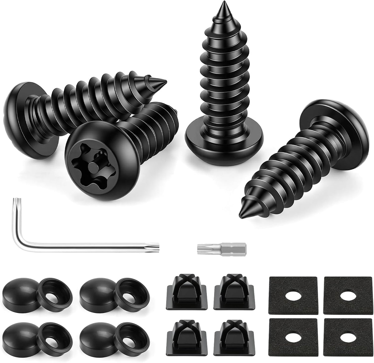 Anti Theft License Plate Screws Set for Securing Frames and Covers, License Plate Bolts, M6 (1/4") Tamper Proof Screws