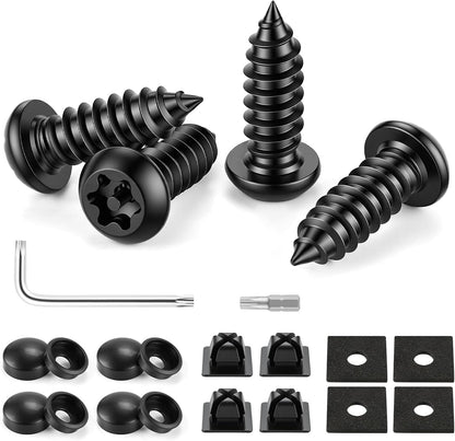 Anti Theft License Plate Screws Set for Securing Frames and Covers, License Plate Bolts, M6 (1/4") Tamper Proof Screws