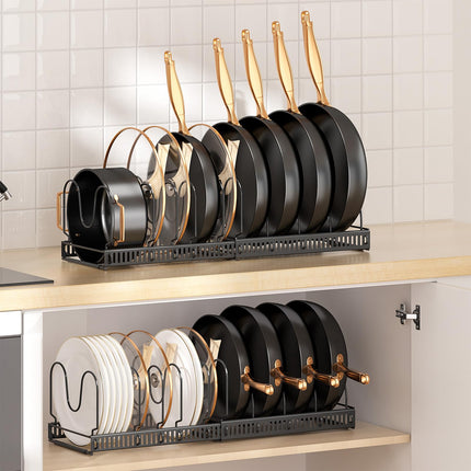 Expandable Pot Pan Lid Organizers inside Cabinet, 10 Divider-Black