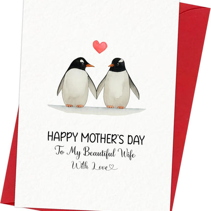 Mothers Day Card for Wife – Happy Mother’s Day To My Beautiful Wife – Romantic Card from Husband – 5x7 Folded Greeting Card with Red Envelope - Mom Gifts from Husband