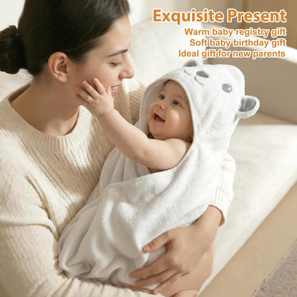 CandyHome 9 PCS Baby Bath Towels for Infants Toddlers, 3 PCS Animal Hooded Baby Towels & 6 PCS Washcloths Set, Ultra Absorbent Soft Cute Newborn Bath Essentials Gifts for Boys & Girls