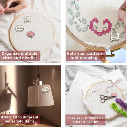 Needle Minder for Keeping Sewing & Embroidery Needles – Magnetic Needlepoint Holder, Cross Stitch Supplies – Secure & Decorative Needle Minders for Stitching & Crafting (Shhh... I'm Intro-vering)