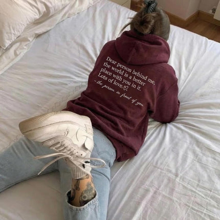 Custom You Are Enough Embroidered Hoodie - Dear Person Behind Me Pullover Mental Health Gift for Women Teen Girls