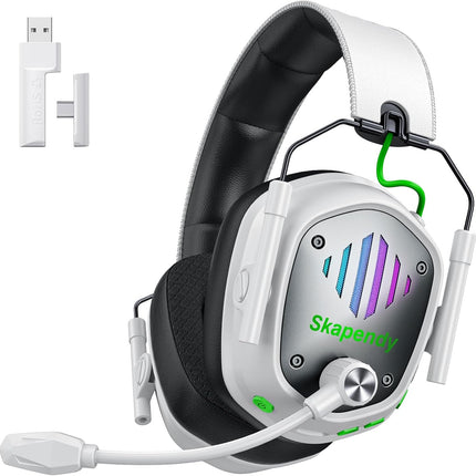 Wireless Gaming Headset for PC, PS5, PS4, Switch, Mac, Mobile Phone, USB&Type-C 2.4GHz Gaming Headphones with ENC Noise Cancelling Mic, 50mm Drivers, 3D Surround Sound, Cool RGB Light, 50H GameTime