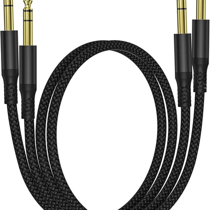 Elebase 1/4 Inch TRS Instrument Cable 3.3ft 2Pack,Straight 6.35mm Male Jack Stereo Audio Interconnect Cord,6.35mm Balanced Line for Electric Guitar,Bass,Keyboard,Mixer,Amplifier,Amp,Speaker,Equalizer