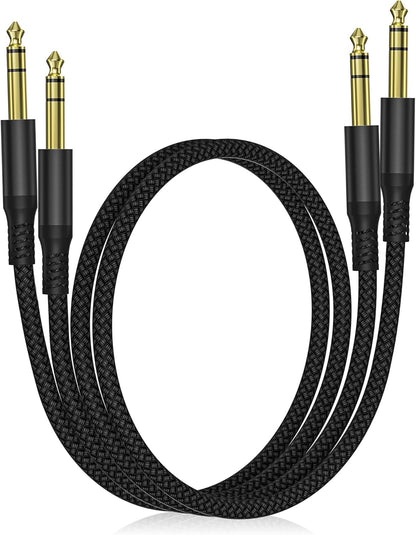 1/4 Inch TRS Instrument Cable 3.3ft 2Pack,Straight 6.35mm Male Jack Stereo Audio Interconnect Cord,6.35mm Balanced Line