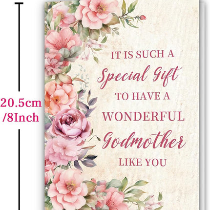 Mother’s Day Card for Godmother, Mothers Day Gift for Godmother, 5.3 x 8 inches, Luxury Kraft Envelope with Gold Seal Sticker