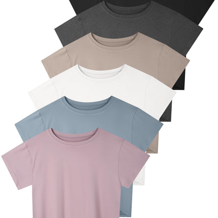 4/6 Pack Women's Crop Top Short Sleeve Athletic Workout Loose Fit