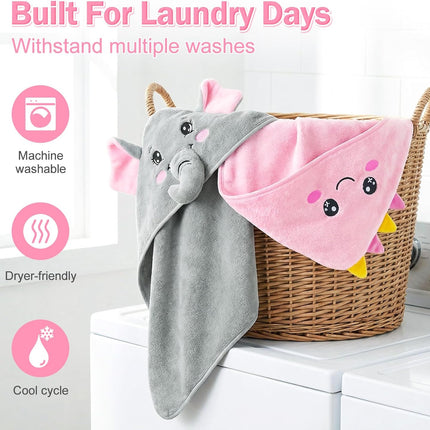 2 Pack Hooded Baby Towels for Newborn, Coral Fleece Baby Bath Towel for Newborn Infant Toddler, Ultra Soft & Lightweight Baby Bath Towels Baby Bath Essentials