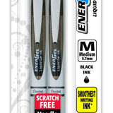 EnerGel Pearl RTX Retractable Liquid Gel Pen, (0.7mm), Medium Line, Needle Tip, Black Ink, Pack of 2 (BLN77WBP2A)