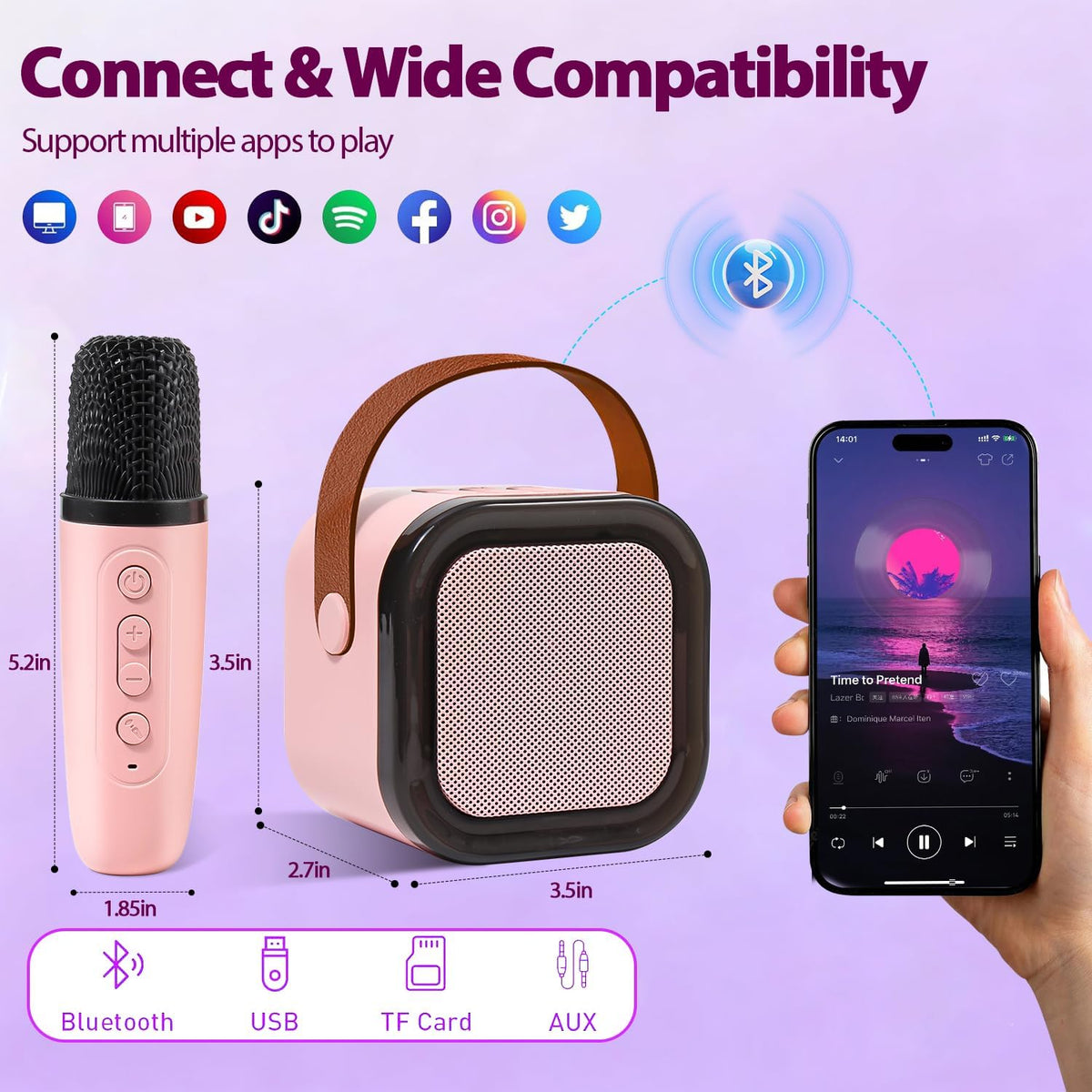 K-Pop Karaoke Machine with Bluetooth Mini Speaker and 2 Wireless Microphones - photo 4