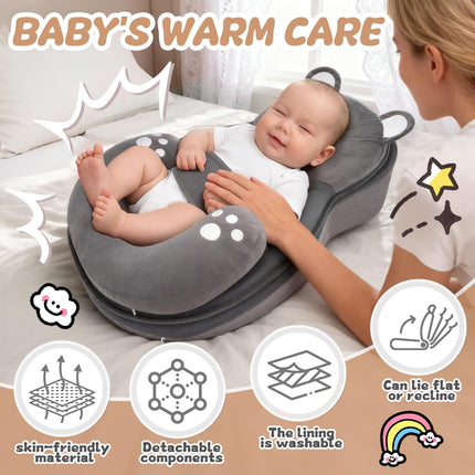 kornsurte Baby Lounger for Reducing Spit-Up, Breastfeeding & Bottle Feeding Support, Detachable Top and Bottom