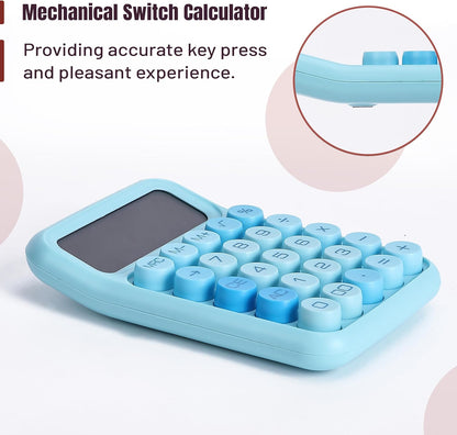 Mechanical Switch Calculator, 12 Digits, Large LCD Display, Blue Calculator Big Buttons - photo 3