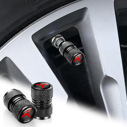 4-Pack Tire Valve Stem Caps for Tesla Model 3, S, X, Y, Car Decorative Accessories, Aluminum Alloy Valve Stem Caps-TSL