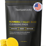 Almohadillas limpiadoras de cúrcuma y ácido kójico - almohadillas exfoliantes faciales de cúrcuma con vitamina C (30 almohadillas), almohadillas limpiadoras de ácido kójico y cúrcuma para exfoliación - elaboradas con vitamina B5