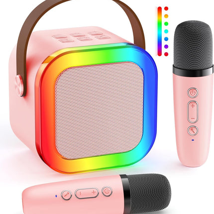 AICase Kpop Merch Karaoke Machine for Adults,Bluetooth Mini Speaker with 2 Wireless Microphones,for Kpop Demon Hunters Cosplay 2026 Birthday Gifts Toys for Ages Family Music Party Hitster Games