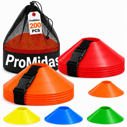Disc Soccer Cones for Training Kids - 25/50/100/200 Small Plastic Cones for Sports Training - Flexible Conos for Soccer Practice Equipment, Basketball & Football Drills Equipment