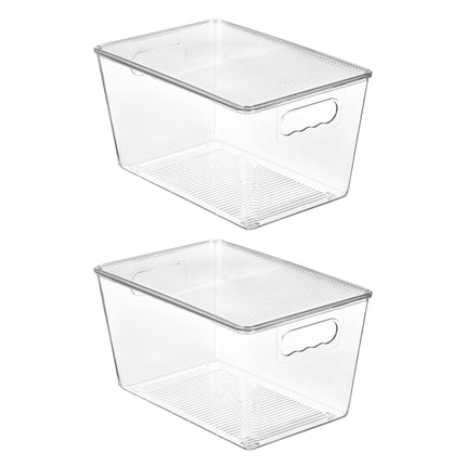 6 Pack Clear Stackable Storage Bins with Lids and Handles, Large