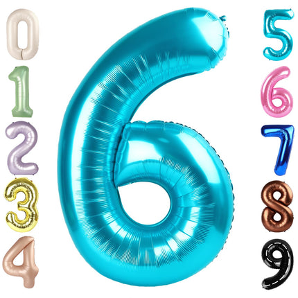 Number Balloons 5 Balloon Blue Birthday Decorations for Men Party, 40 Inch
