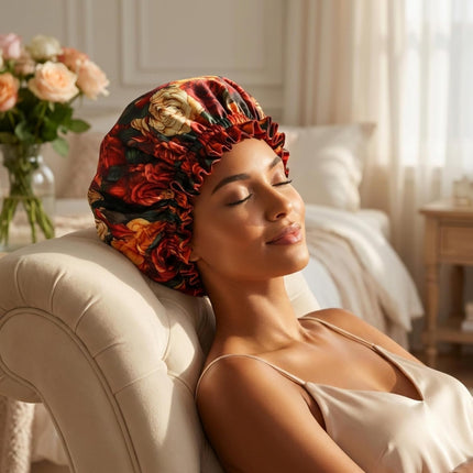 Nochka Fashion 100% Mulberry Silk Bonnet for Women – Handmade in USA, 19 Momme Double-Layer Reversible Hair Wrap, Non-Slip Sleep Cap for Curly & Natural Hair, Luxury Hair Protection (Dusty Rose)