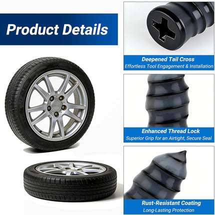 61PCS Tire Repair Rubber Nail Kit, Premium Spiral Screw-in Tire Plugs with 2 Sizes, Emergency Roadside Flat Tire Fix Tool for Car Truck Motorcycle Tractor ATV SUV (60 PCS + 1PC Screwdriver)