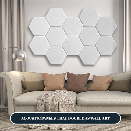 15 Pack Hexagon Sound Proof Foam Panels for Walls, Acoustic Panels 12" x 11" x 0.35" High Density Sound Absorbing Panels, Noise Reduction Foam for Home Studio, Office, Gaming Room & Theater