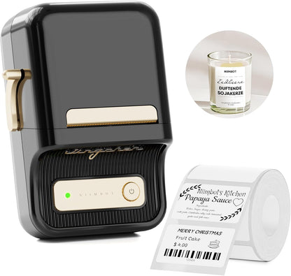 Portable Thermal Label Maker, Inkless Label Printer with 50x30mm White Labels, iOS & Android Compatible, Black