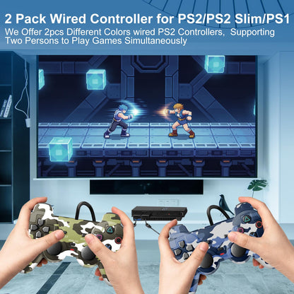 2-Pack Wired Controller Compatible with PS2, PS2 Slim, PS1 and PC Windows - photo 3
