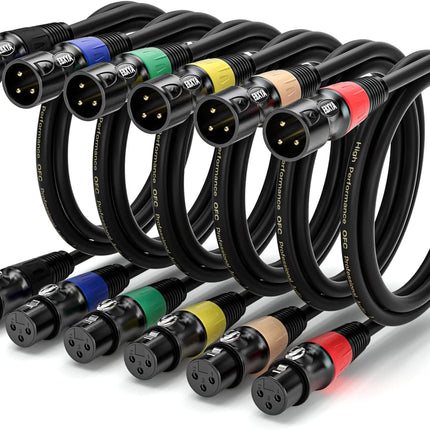 EBXYA XLR Cables 1.5 ft 6 Pack - XLR Male to Female 3 Pins Balanced Microphone Cable
