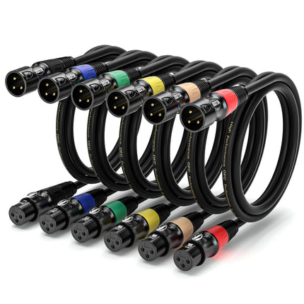 3ft XLR Cables 4-Pack - Male to Female Microphone Cable