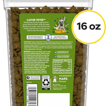 Temptations Cat Treats, Classic Crunchy and Soft Cat Treats, Catnip Fever Flavor, Catnip Treats, 16 oz. Tub