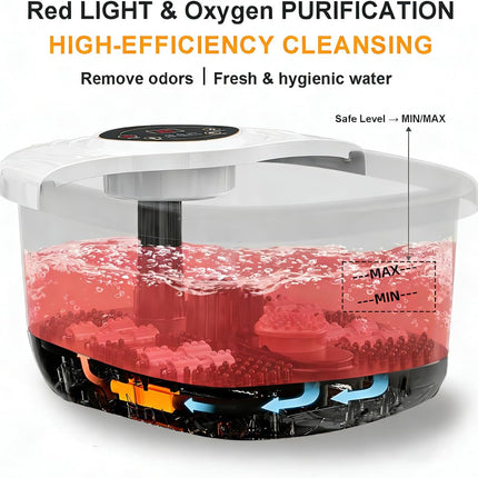 Foot Spa Bath Massager with Heat, Red Light & Oxygen Bubbles,Shiatsu Rollers Epsom Salt Temperature Control, Relieves Stress and Feet Pain - Home Pedicure Soaking Tub Gift for Women/Men