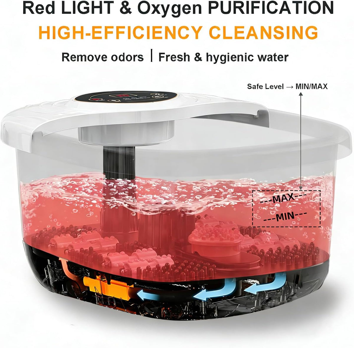 Foot Spa Bath Massager with Heat, Red Light & Oxygen Bubbles,Shiatsu Rollers Epsom Salt Temperature - photo 3