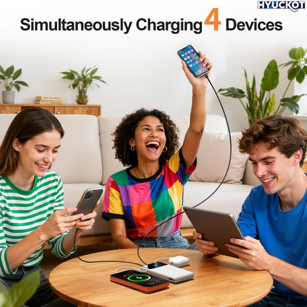 Portable Charger Power Bank with Built-in Cables and Wall Plug, 10000mAh Slim USB-C Battery Pack, Fast Charging Travel Essential Portable Phone Charger Compatible with iPhone, Samsung (Snow)