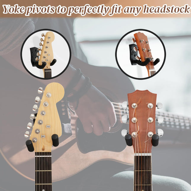 Guitar Wall Mount 3 Pack, Black Metal Guitar Hanger, V-Shaped Guitar Wall Hangers Mount, Guitar Holder - photo 2