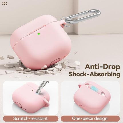 for AirPods 4 Case Cover, Soft Pink Silicone Protective Shell Compatible with Apple AirPods 4th Generation Case for Women Girly, iPod 4 Case with Flower Chain,Keychain and Cleaner Kit - Pink