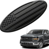 Front Grill Emblem for Ford, 9" Aluminum Front Grille Rear Tailgate Badge American Flag Oval Patriotic Hood Label for Ford F150 F250 F350 Edge Explorer Expedition Mesh Grille Decoration (Black)