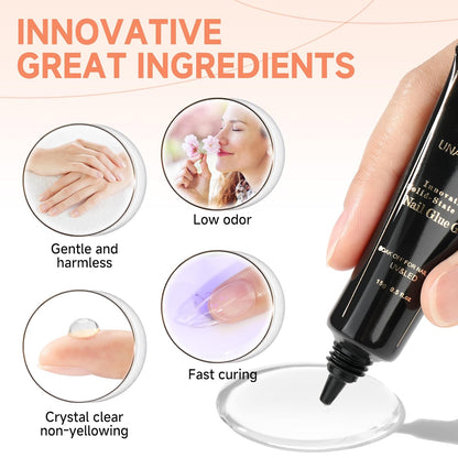 Solid Nail Glue Gel 15ml Lamp Curing Needed Solid Soak Off U V/LED Lamp Required Super Strong Glue for - photo 3