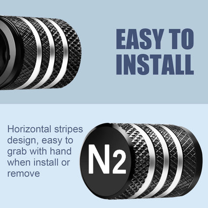 Tire Valve Stem Caps Cover - (5 Pack) Tire Air Cap N2 Nitrogen Metal with Plastic Liner Corrosion Resistant Leak-Proof for Car Truck Motorcycle Bike Black