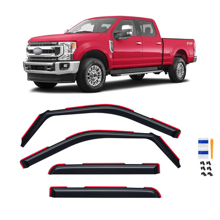 Window Visor for Jeep Cherokee 1984-2001 (Excludes Limited Model), Out-Channel Rain Guards Shields Vent Deflector Shade Wind Dark Smoke, Tape-On Outside-Mount, 4PCS