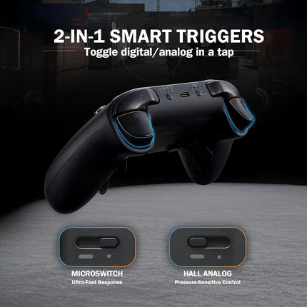 GuliKit TT MAX Bluetooth Controller For Switch 2/PC/Android/iOS - Ultra Fast Wireless Gamepad with Tension Adjustable TMR Joysticks,Micro/Hall Triggers,4 Rear Paddles,Switch 1/2 Wake-Up,Multi-functional Adapter