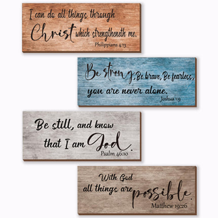 4 Pieces Bible Verses Wall Decor Rustic Wooden Christian Signs Farmhouse Religious Decor for Home Prayer Wall Art for