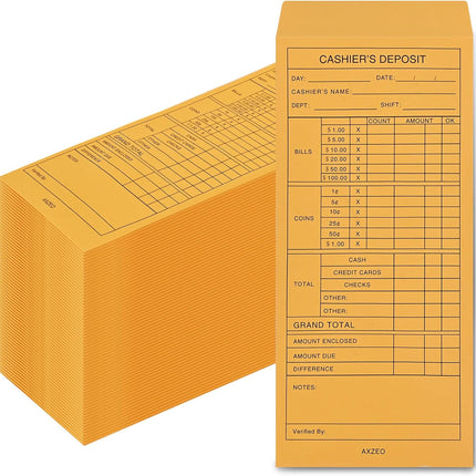 SourcetoHome 1000-Count Cash Deposit Envelopes, #11 Self-Sealing, 28lb Brown Kraft Paper Cash Envelopes for Small Businesses, Retailers, Restaurants - General - front view