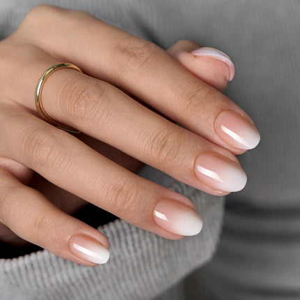 Uñas postizas, uñas falsas cortas almendradas rosas, 32Pcs kit completo