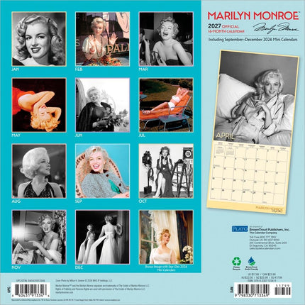 Marilyn Monroe OFFICIAL | 2027 12 x 24 Inch (Hanging) Monthly Square Wall Calendar | Foil Stamped Cover | Plato | USA American Actress Celebrity