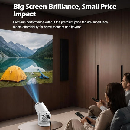 Mini projector, with wired screen sync 4K 1080P portable projector 180° rotation. 17-130" screen video projector. Compatible with smartphones, laptops.